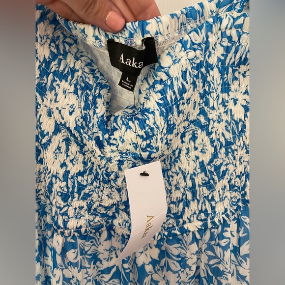 PinkBlush Maternity Blue Floral Flutter Sleeve Maxi Dress - Picture 5 of 7